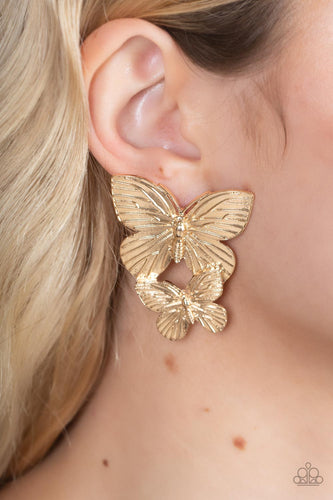 Paparazzi Accessories: Blushing Butterflies - Gold Earrings