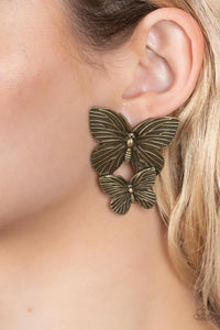 Paparazzi Accessories: Blushing Butterflies - Brass Earrings