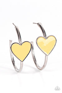 Paparazzi Accessories: Kiss Up - Yellow Heart Earrings - Jewels N Thingz Boutique