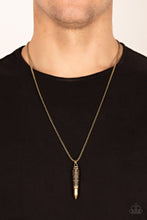 Load image into Gallery viewer, Paparazzi Accessories: Mysterious Marksman - Brass Bullet-Shaped Urban Necklace