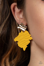 Load image into Gallery viewer, Paparazzi Accessories: Crimped Couture - Yellow Rustic Earrings - Jewels N Thingz Boutique