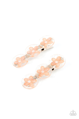 Paparazzi Accessories: Pamper Me in Posies - Orange Acrylic Hair Clip
