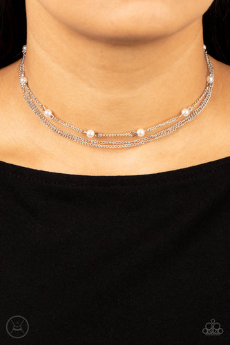 Paparazzi Accessories: Daintily Dapper - White Pearly Choker