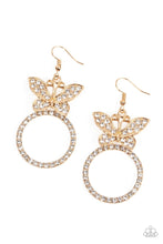 Load image into Gallery viewer, Paparazzi Accessories: Paradise Found - Gold Butterfly Rhinestone Earrings - Jewels N Thingz Boutique