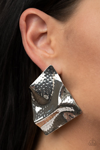 Paparazzi Accessories: Modern Maverick - Silver Oversized Earrings