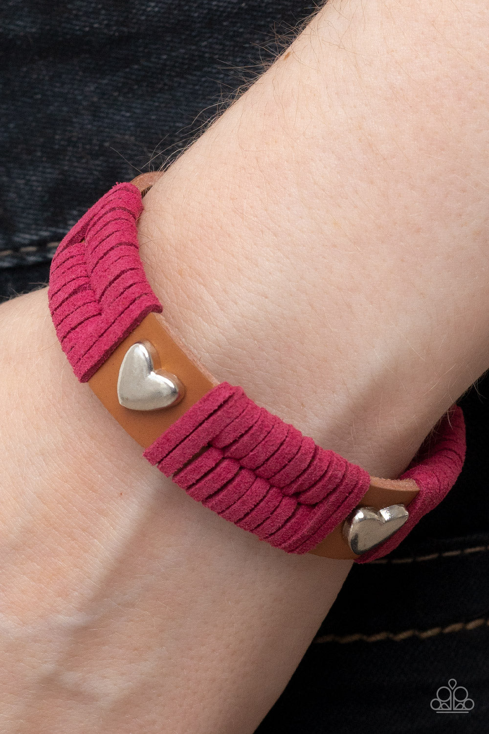 Paparazzi Accessories: Lusting for Wanderlust - Pink Suede + Leather Bracelet