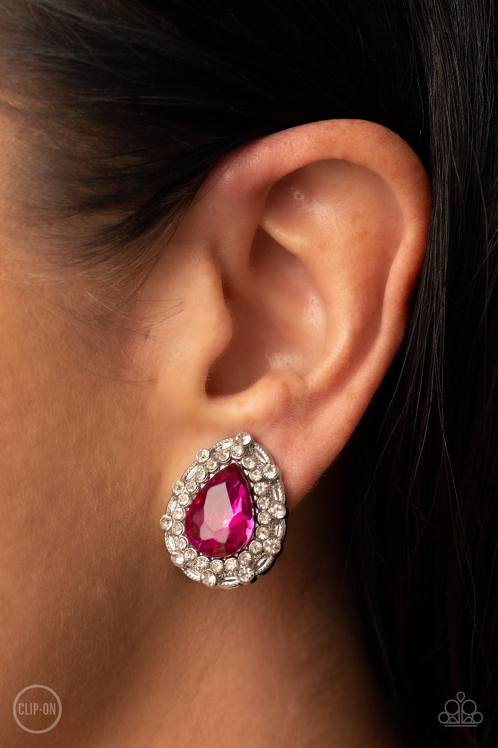 Paparazzi Accessories: Haute Happy Hour - Pink Clip-On Earrings