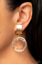 Load image into Gallery viewer, Paparazzi Accessories: Clear Out! - Gold Acrylic Clip-On Earrings