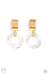 Paparazzi Accessories: Clear Out! - Gold Acrylic Clip-On Earrings