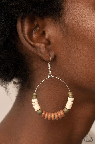 Paparazzi Accessories: Earthy Esteem - Brown Hoop Earrings