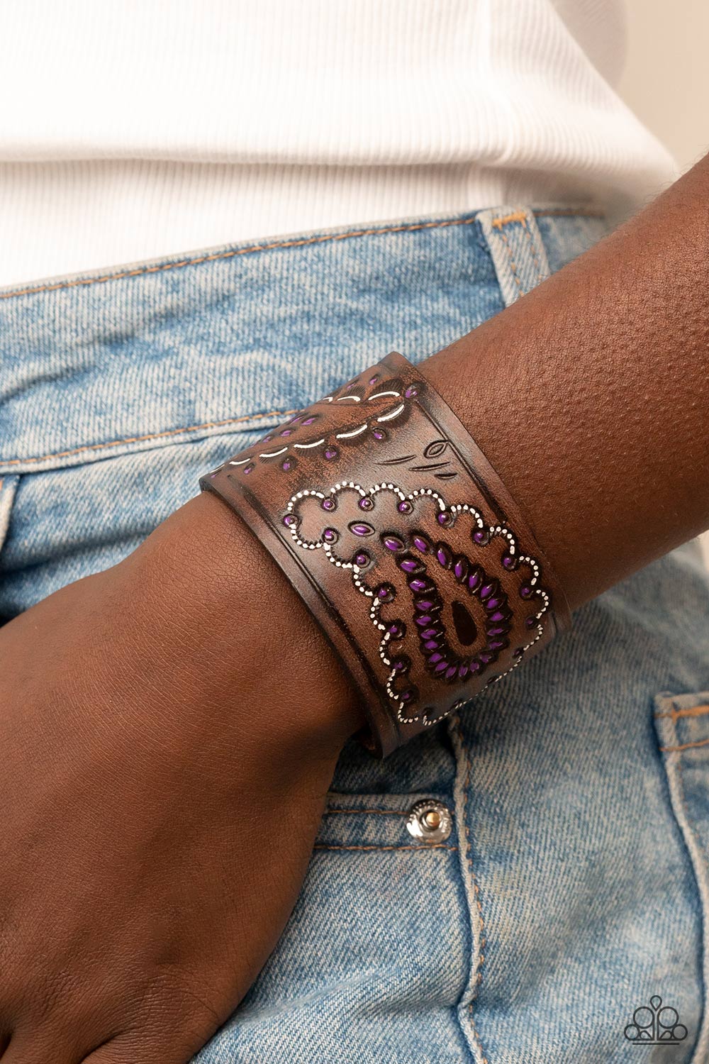 Paparazzi Accessories: Paisley Pioneer - Purple Leather Bracelet