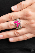 Load image into Gallery viewer, Paparazzi Accessories: All FLUTTERED Up - Pink Iridescent Butterfly Ring