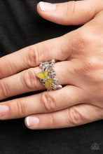 Load image into Gallery viewer, Paparazzi Accessories: All FLUTTERED Up - Yellow Iridescent Butterfly Ring