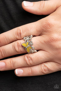 Paparazzi Accessories: All FLUTTERED Up - Yellow Iridescent Butterfly Ring