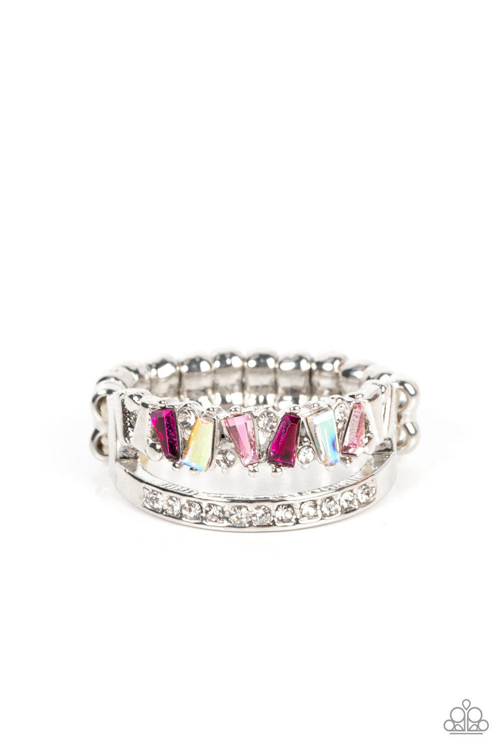 Layer On The Luster - Pink and Silver Ring - Paparazzi Accessories