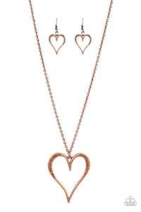 Paparazzi Accessories: Hopelessly In Love - Copper Heart Necklace