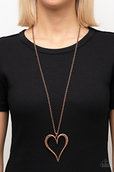 Paparazzi Accessories Hopelessly In Love Copper Heart Necklace