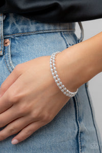 Paparazzi Accessories: Regal Wraparound - White Pearl Bracelet