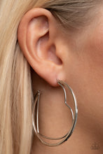 Load image into Gallery viewer, Paparazzi Accessories: Love Goes Around - Silver Heart Hoop Earrings