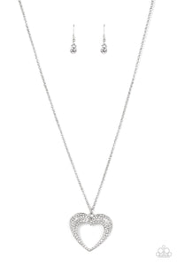 Paparazzi Accessories: Cupid Charisma - White Heart Rhinestone Necklace