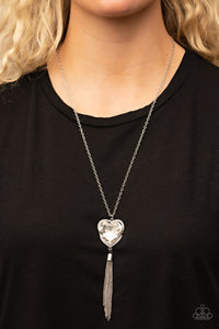 Paparazzi Accessories: Finding My Forever - White Heart Rhinestone Necklace