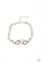 Load image into Gallery viewer, Paparazzi Accessories: Desirable Dazzle - Red Rhinestone Heart Bracelet