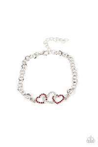 Paparazzi Accessories: Desirable Dazzle - Red Rhinestone Heart Bracelet