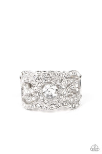 Paparazzi Accessories: Doting on Dazzle - White Rhinestone Ring - Life of the Party