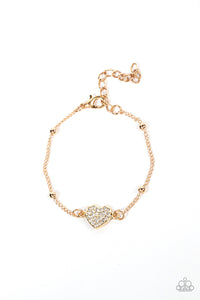 Paparazzi Accessories: Heartachingly Adorable - Gold Heart Bracelet