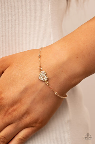 Paparazzi Accessories: Heartachingly Adorable - Gold Heart Bracelet