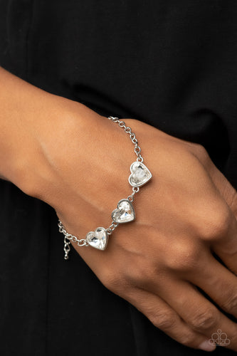 Paparazzi Accessories: Little Heartbreaker - White Gem Bracelet