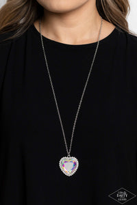 Paparazzi Accessories: Prismatically Twitterpated - Multi Iridescent Heart Necklace - Life of the Party