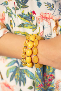 Paparazzi Accessories: Tropical Hideaway Necklace & High Tide Hammock Bracelet - Yellow Acrylic SET