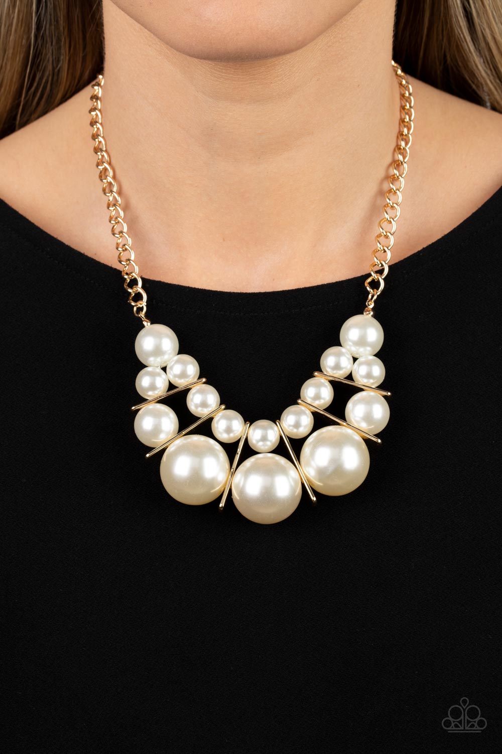 Gold White Pearl Necklace Paparazzi Paparazzi Glossy Gala White