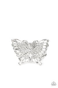Paparazzi Accessories: Fearless Flutter - White Ring - Life of the Party