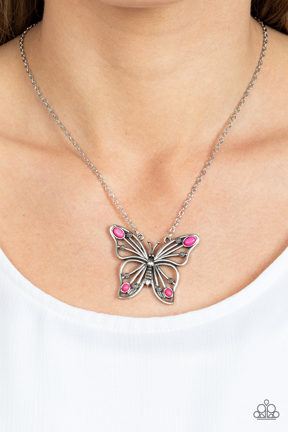 Paparazzi Accessories: Badlands Butterfly - Pink Necklace