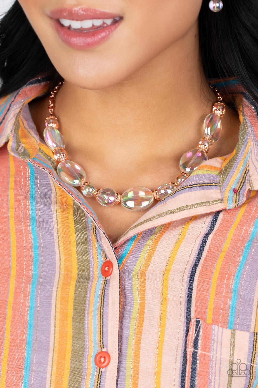 Paparazzi Accessories: Prismatic Magic Necklace & Iridescent Illusions Bracelet - Copper SET