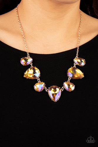 Paparazzi Accessories: Otherworldly Opulence - Multi Glittery Iridescent Teardrop Necklace