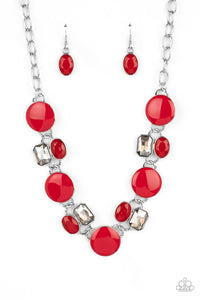 Paparazzi Accessories: Dreaming in MULTICOLOR Necklace AND Dreamscape Dazzle Bracelet - Red SET