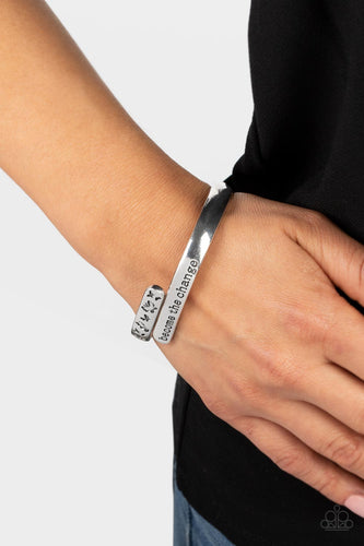 Paparazzi Accessories: WINGS of Change - Silver Inspirational Bracelet