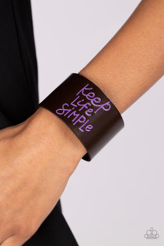Paparazzi Accessories: Simply Stunning - Purple Leather Inspirational Bracelet
