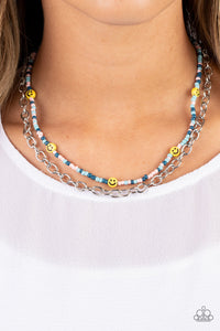Paparazzi Accessories: Happy Looks Good on You - Blue Inspirational Necklace