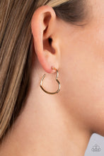 Load image into Gallery viewer, Paparazzi Accessories: Burnished Beau - Gold Hoop Heart Earrings