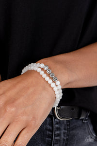 Paparazzi Accessories: Devoted Dreamer - White LOVE Bracelet
