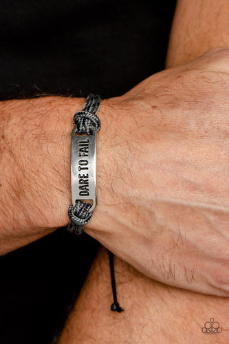 Paparazzi Accessories: Dare to Fail - Silver Inspirational Urban Bracelet