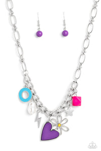 Paparazzi Accessories: Living in CHARM-ony Necklace & Turn Up the Charm - Bracelet - Purple SET