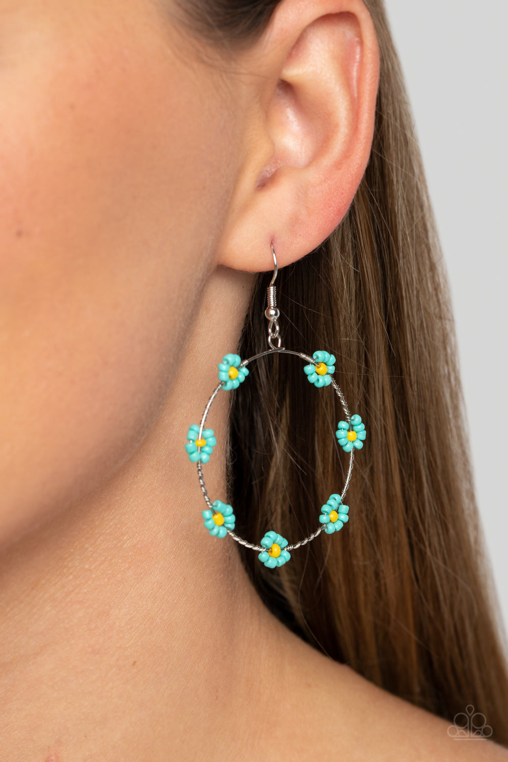 Paparazzi Accessories: Dainty Daisies - Blue Seed Bead Earrings