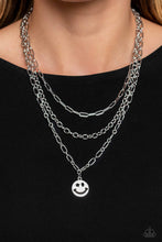 Load image into Gallery viewer, Paparazzi Accessories: Winking Wanderer - Silver Smiley Face Necklace