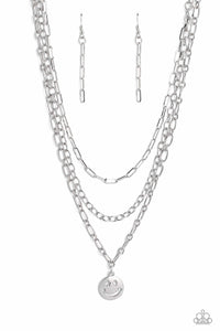 Paparazzi Accessories: Winking Wanderer - Silver Smiley Face Necklace