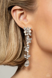 Paparazzi Accessories: LIGHT at the Opera - White Earrings - EXCLUSIVE 2023 Empower Me Pink